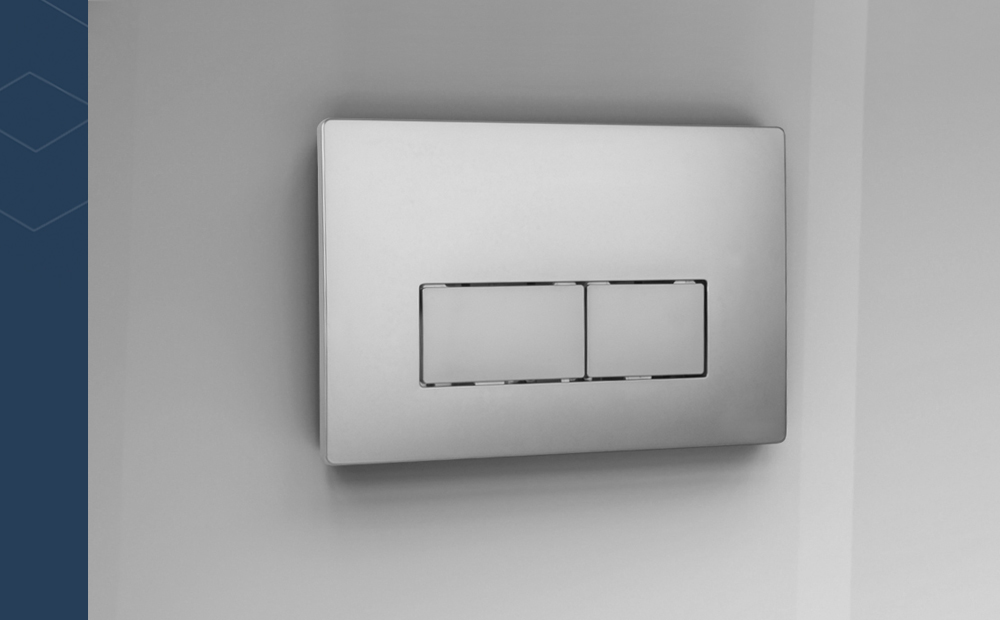 Wilco Tetra In Wall Cistern Flush Plate - Satin Chrome