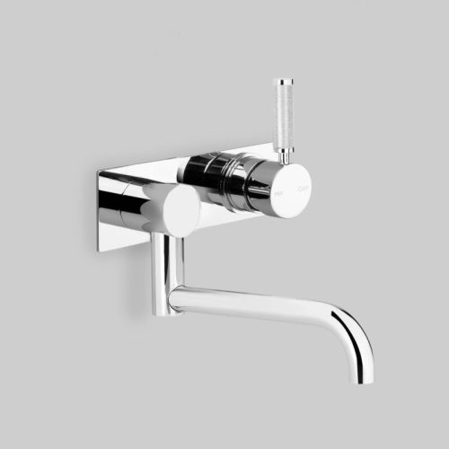 Astra Walker Icon + Lever Knurled Wall Set with 200mm swivel spout on Backplate