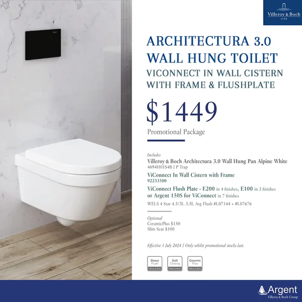Villeroy & Boch Architectura 3.0 DirectFlush Wall Mounted Toilet Package