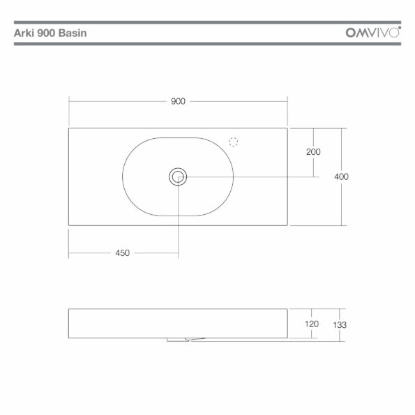 Omvivo Arki 900 Wall Basin - Image 2