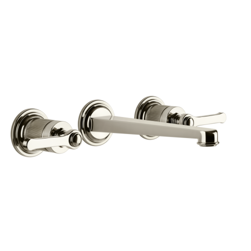 Gessi Venti20 three-hole basin wall mixer with medium spout