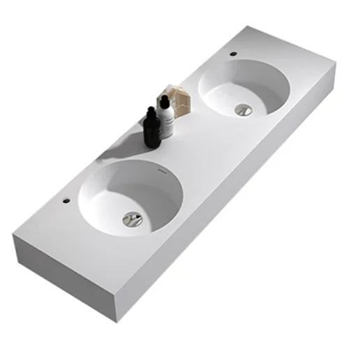 Parisi Rotondo 1500 Double Basin Outer Bench Tap Holes with Overflow