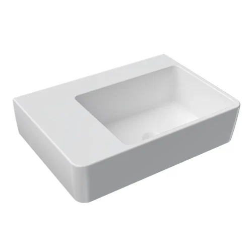 Quasar 650mm Bench Mounted Basin with Left Hand Shelf (Right Bowl)