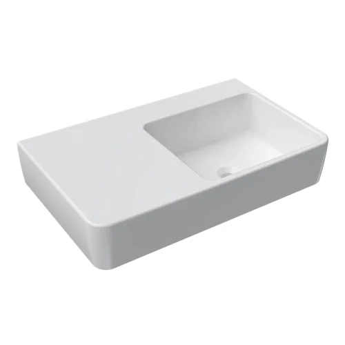 Quasar 750mm Wall Mounted Basin with Left Hand Shelf (Right Bowl)