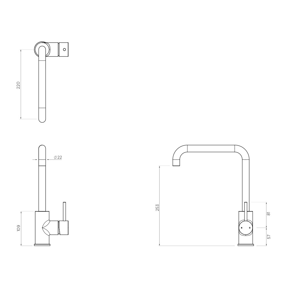Axus Pin Kitchen Mixer with Straight Spout - Image 2
