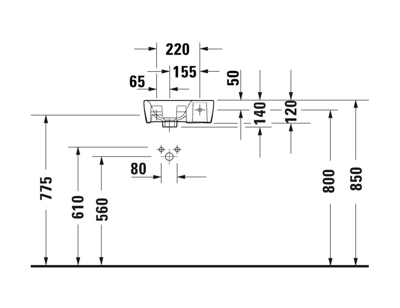 Duravit No.1 Wall Basin - Image 2