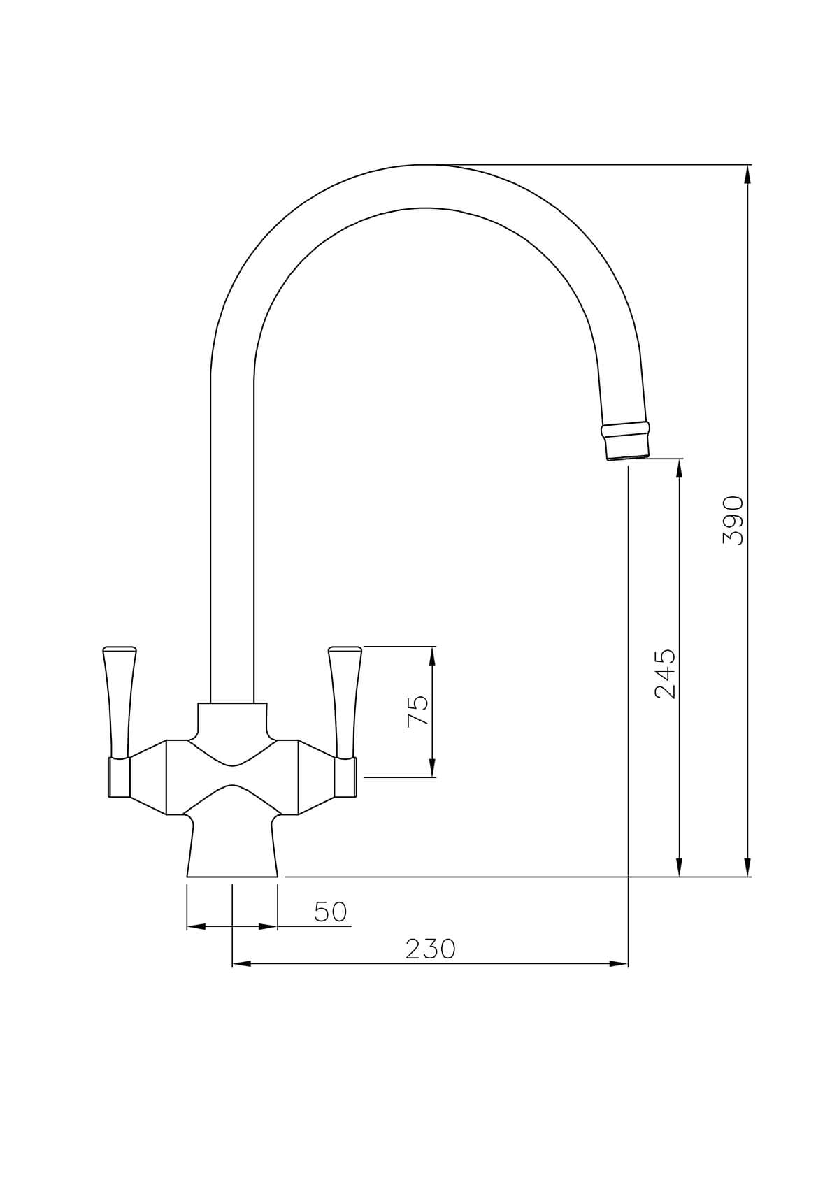 Turner Hastings Gosford Double Sink Mixer - Brushed Brass - Image 2