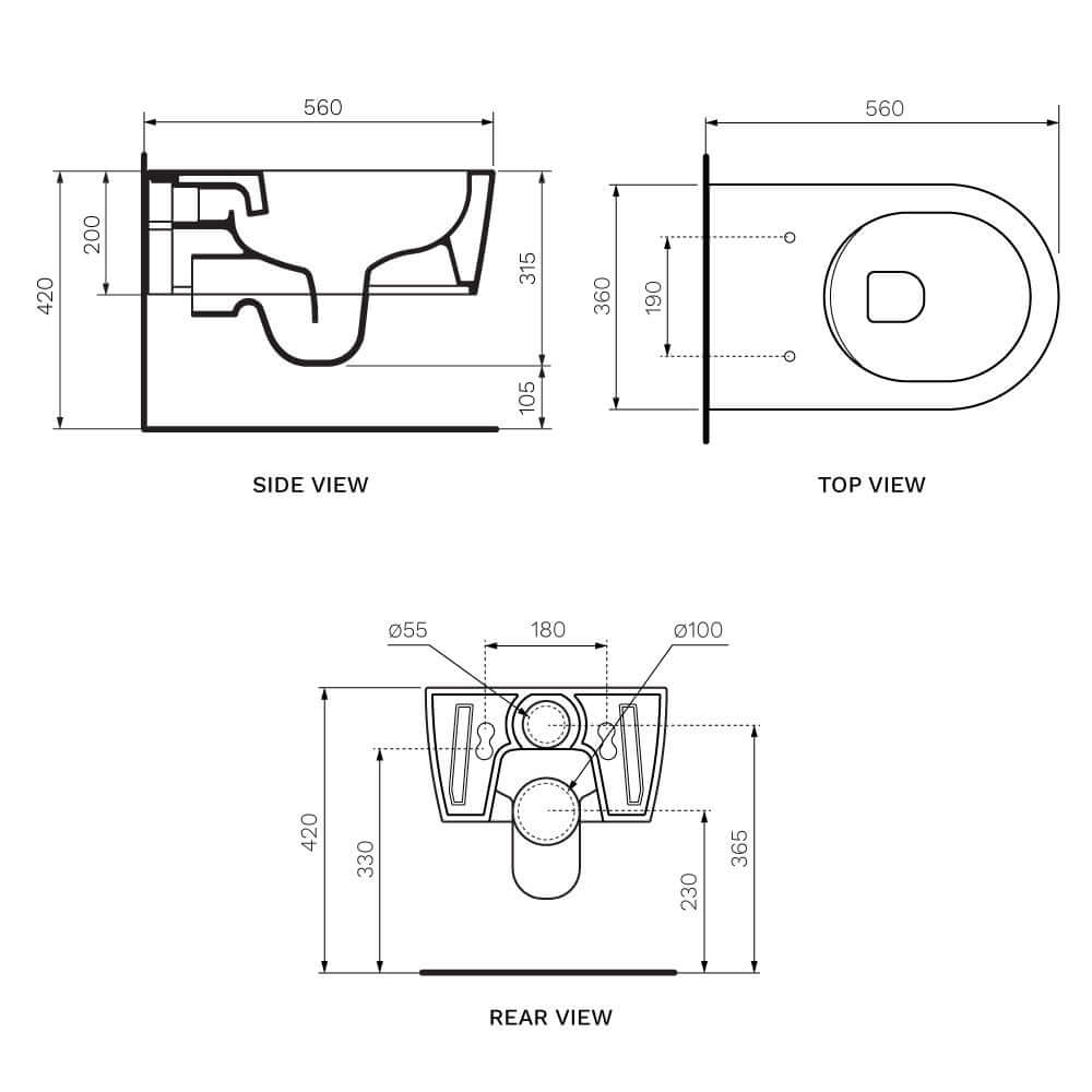 Parisi Link Wall Hung Pan (incl Slim Soft Close Seat) Go Clean - Image 2