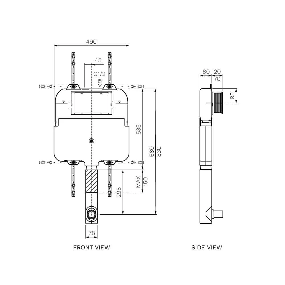 Parisi Linfa PN770 Rimless Floor Mount Package with Tondo Brushed Nickel Flush Plate - Image 3