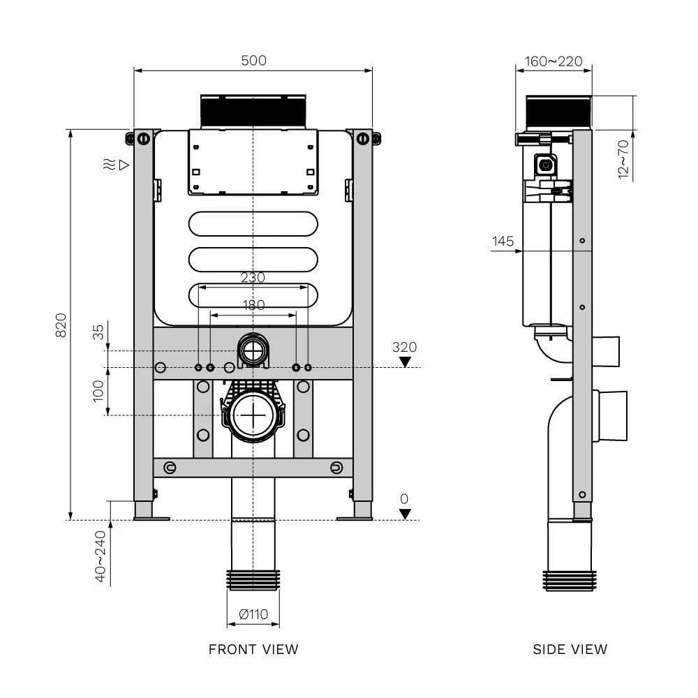 Parisi Incasso Front/Top Flush Concealed Cistern Metal Frame - Image 2