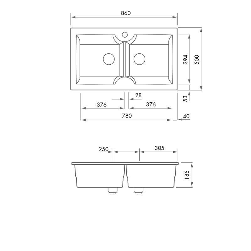 Turner Hastings Cuisine 86 x 50 Inset or Undermount Sink with Taphole - Image 3