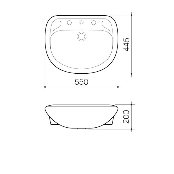 Caroma Caravelle 550 Semi Recessed Basin - 1TH - Image 2