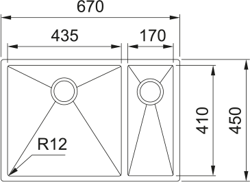 Franke PZX260SBR Planar 1 & 1/3 Bowl Sink - Image 2