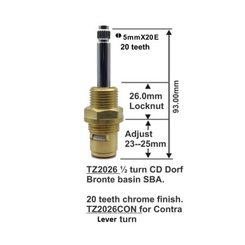 Easytap TZ2026CON Half Turn Ceramic Disc Contra Rotate Spindles for Dorf Bronte